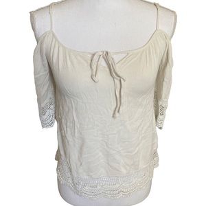 Charlotte Russe | Womens White Off the Shoulder with Crochet Top Size XS